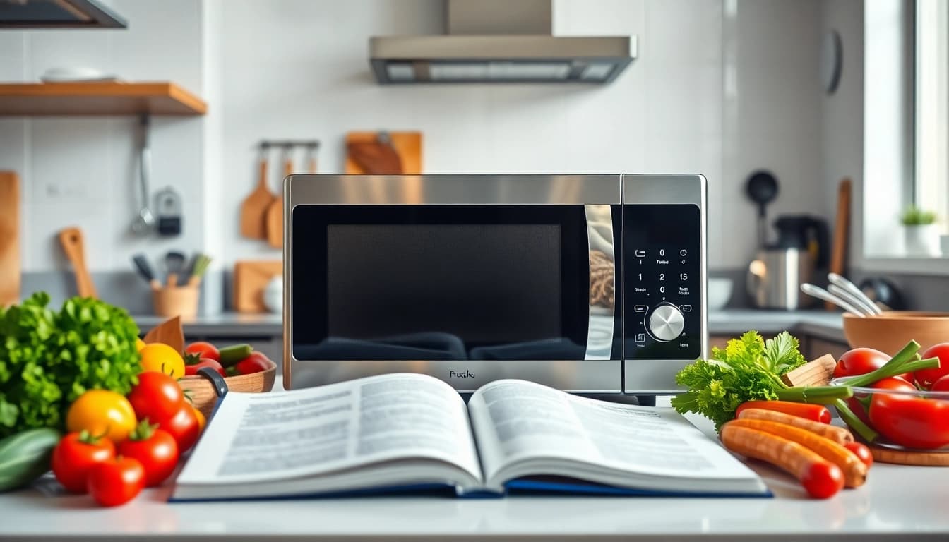 Cook with confidence using a modern Microwave Oven, elegantly positioned in a bright kitchen.