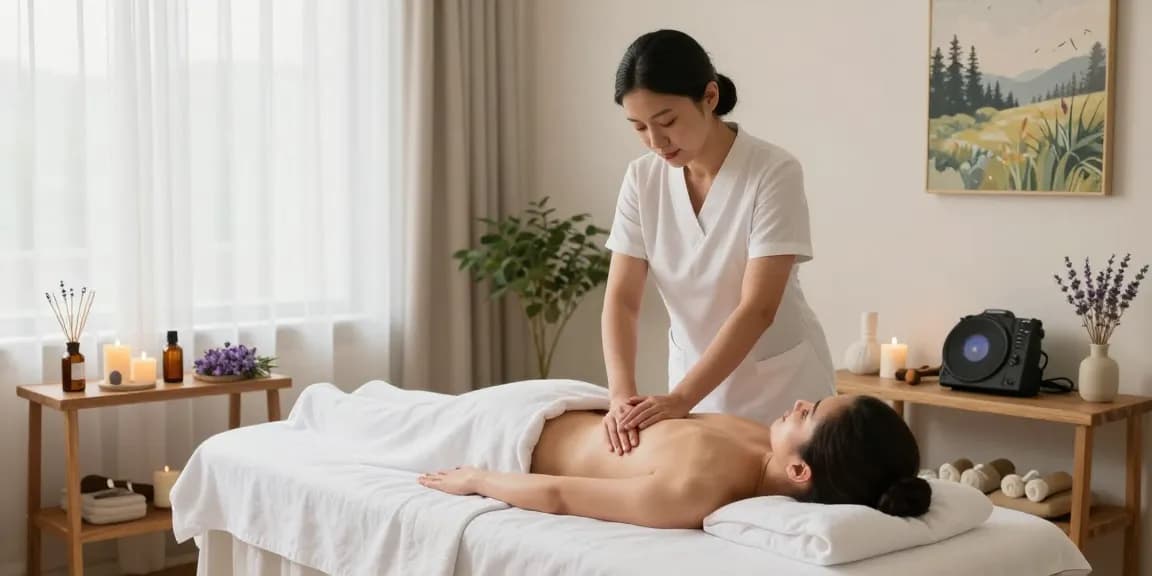 Relaxing Swedish massage experience at makangs.com/region/국내/서울-/마사지-스웨디시 with soothing atmosphere, therapist, and serene decor.
