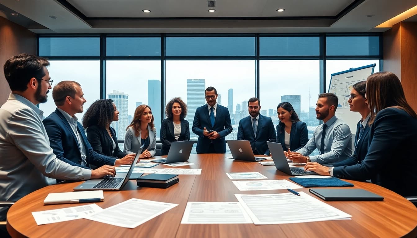Discussing Federal and State contracts in a professional meeting with diverse consultants.