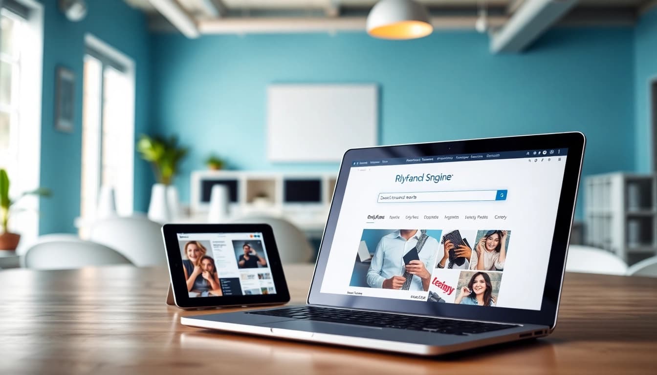 Explore top OnlyFans discovery platforms in a vibrant workspace setting with digital devices.