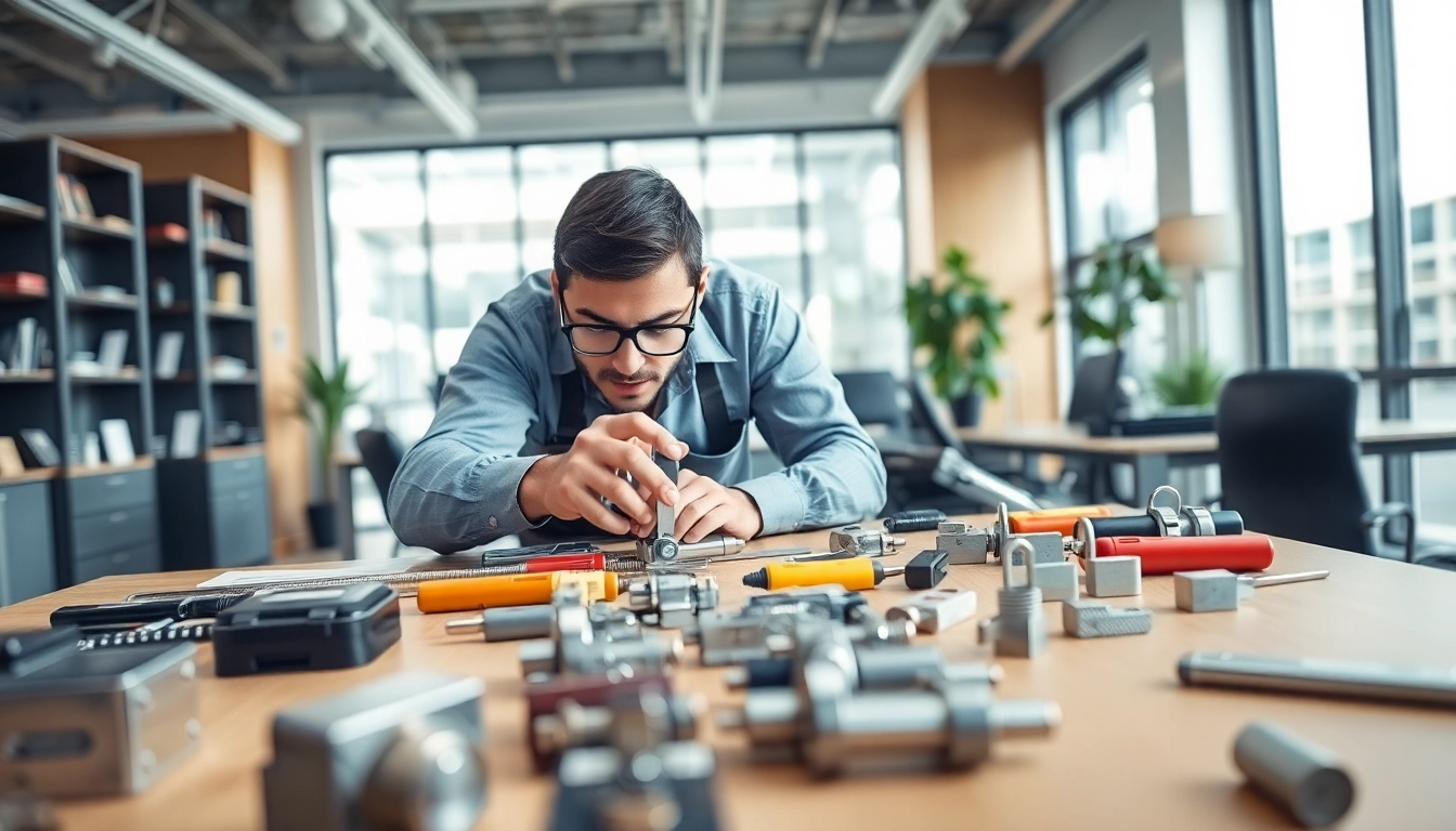 Professional locksmith repairing a system illustrating Commercial Locksmiths Near Ballwin, MO.