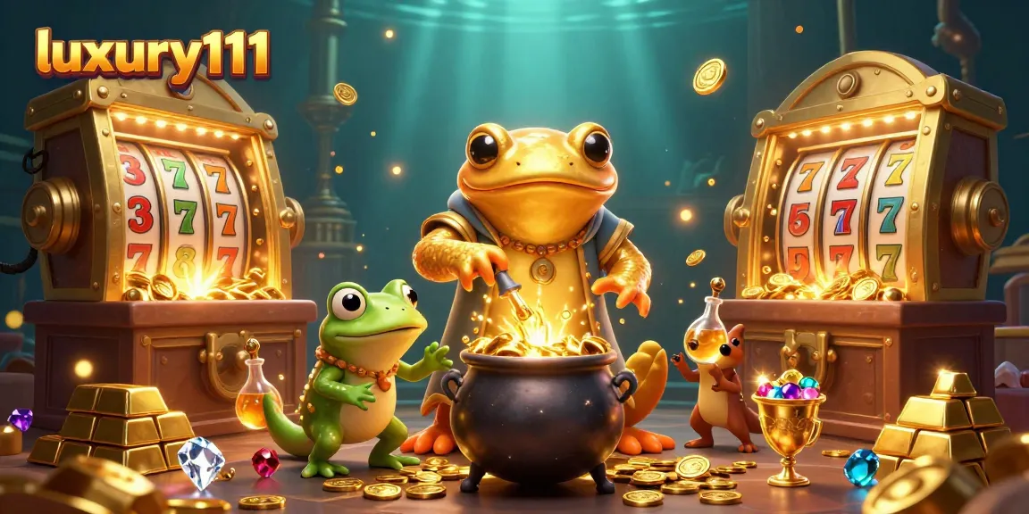 Experience the excitement of luxury111 gaming, with golden treasures and festive slot elements enriching the scene.