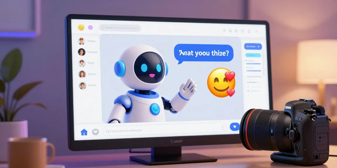 User interacting with a friendly nsfw chat bot in a vibrant digital environment filled with playful emojis and interactive elements.