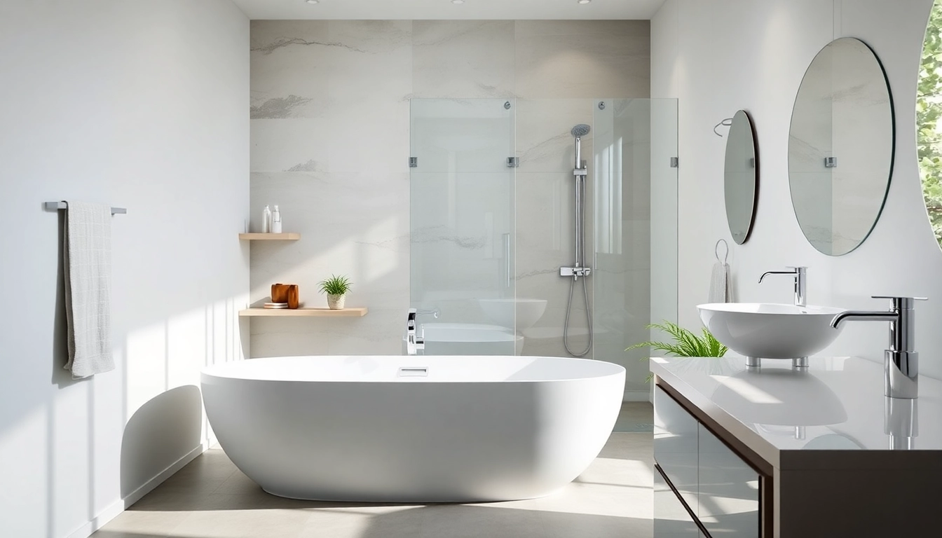 Sonni sanitär präsentiert elegante Badmöbel und Duschlösungen in einem modernen Badezimmer.