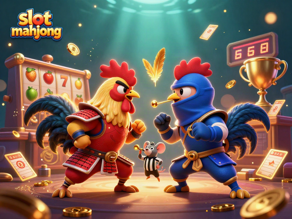 Experience slot mahjong thrill with dynamic roosters, cash prizes, and vibrant casino elements.