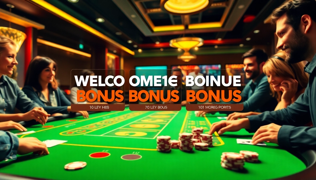 Experience the thrill of gaming with enticing welcome bonuses at a vibrant casino table.