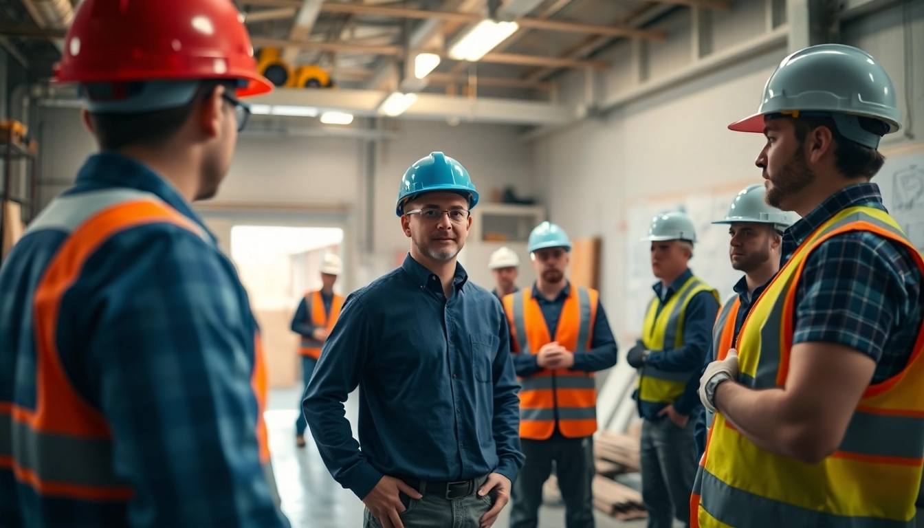 Engaged participants in a construction safety training session showcasing hands-on learning.