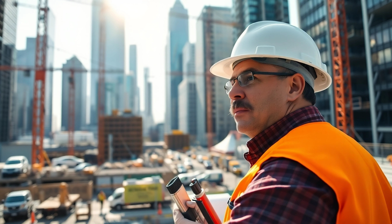 Efficient New York City Construction Manager coordinating activities on a bustling construction site.