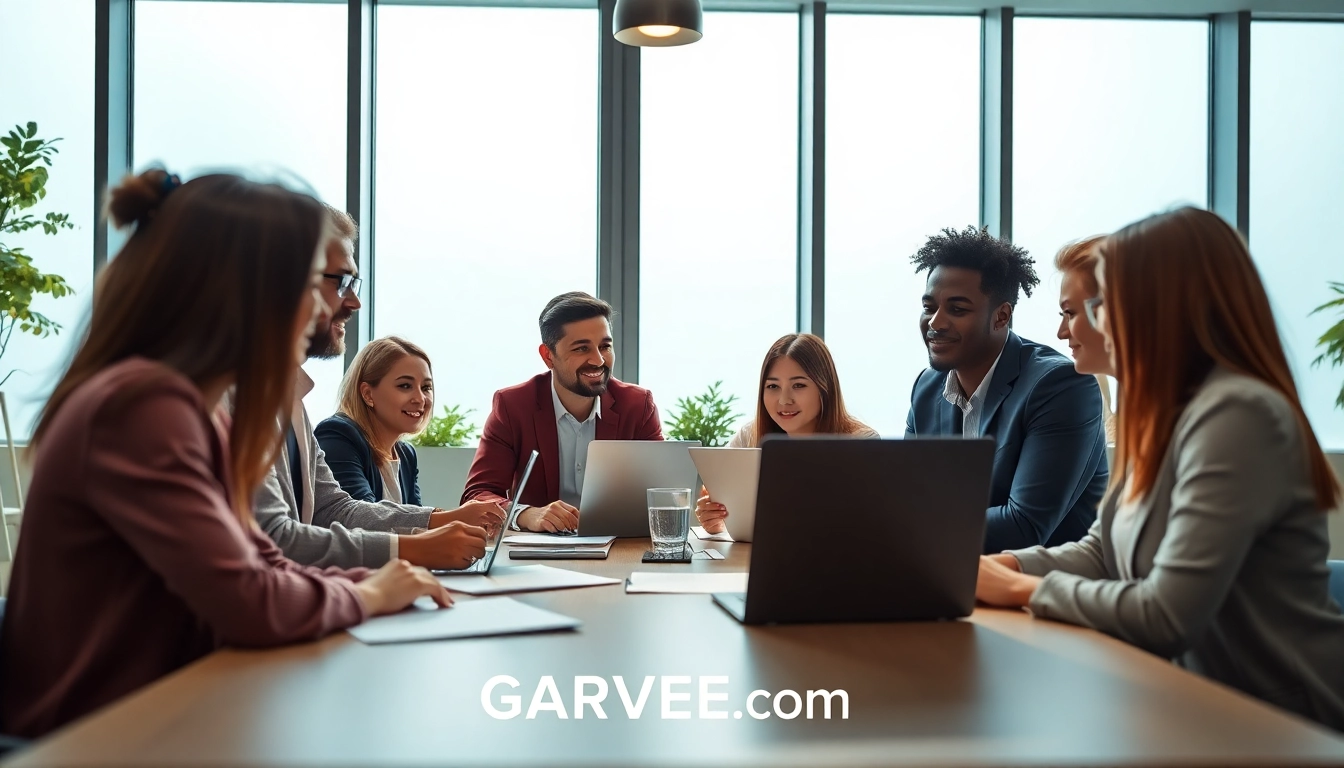 Collaborative professionals illustrating teamwork on GARVEE.com, showcasing productivity and innovation.