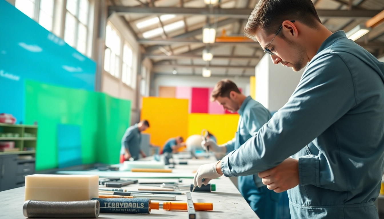 GRP Manufacturer workshop with skilled technicians crafting high-quality composites.