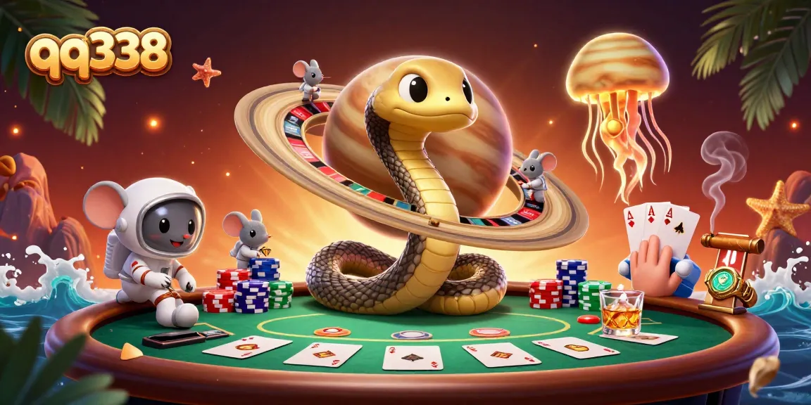 Experience thrilling bets with qq338 as astronaut mice wager on a cosmic roulette wheel in a vibrant 3D scene.