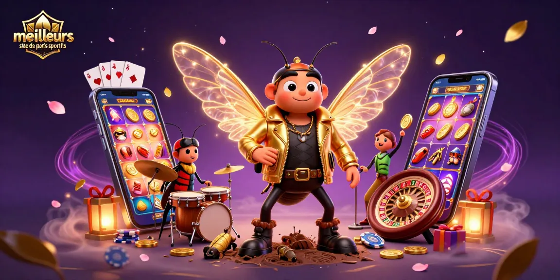 Image artistique illustrant les meilleurs sites de paris sportifs avec une scène dynamique de personnages 3D de casino.