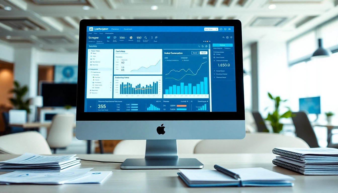 Visualizing sales navigator scraper data analytics on a desktop in a modern office environment.