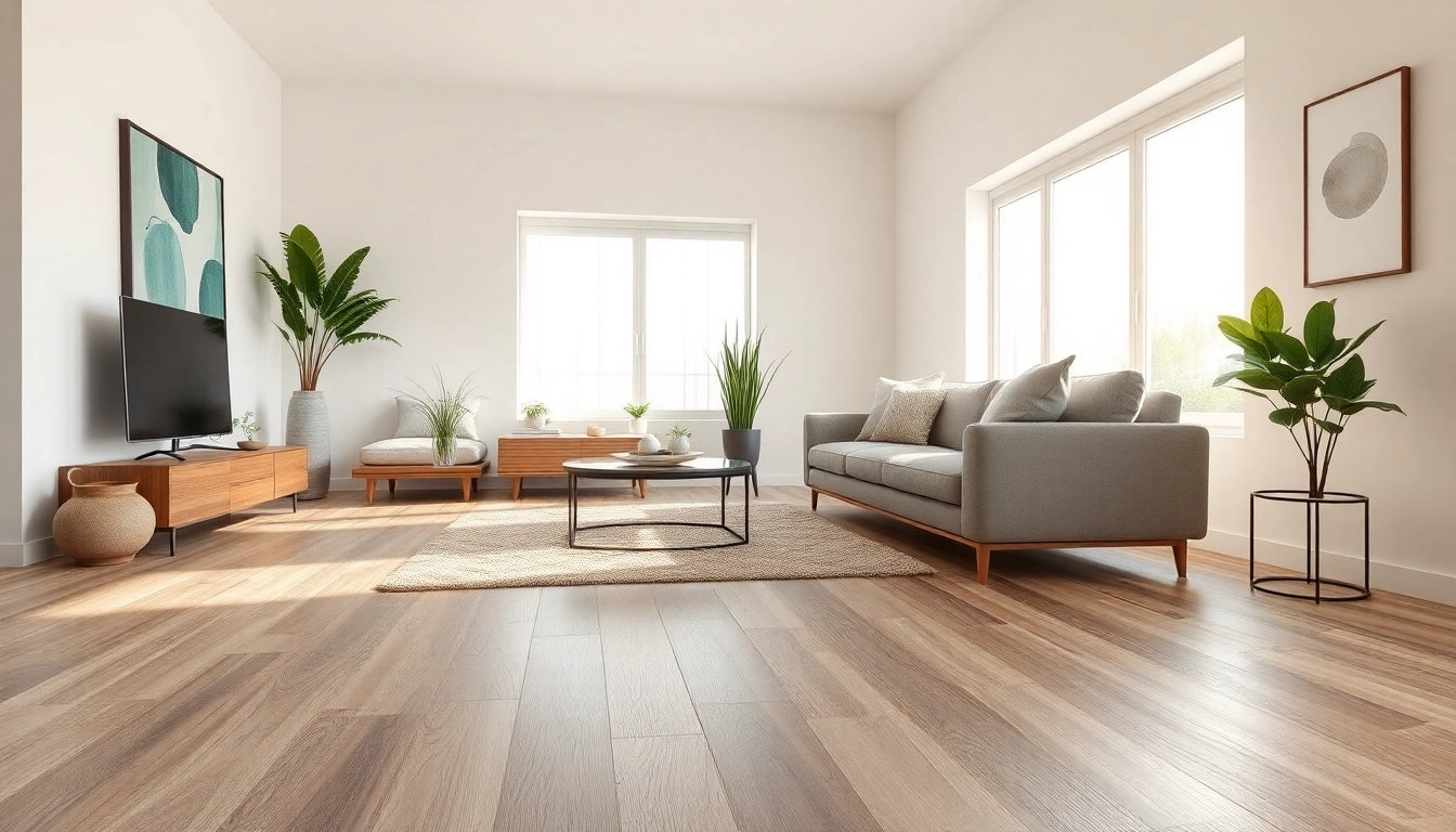 Experience exquisite luxury vinyl flooring near me in a stylish, sunlit living room setting.