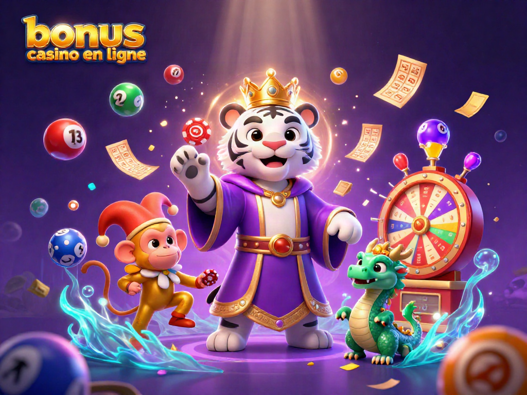 Profitez des bonus casino en ligne avec un tigre, un singe jongleur et un dragon en jade.
