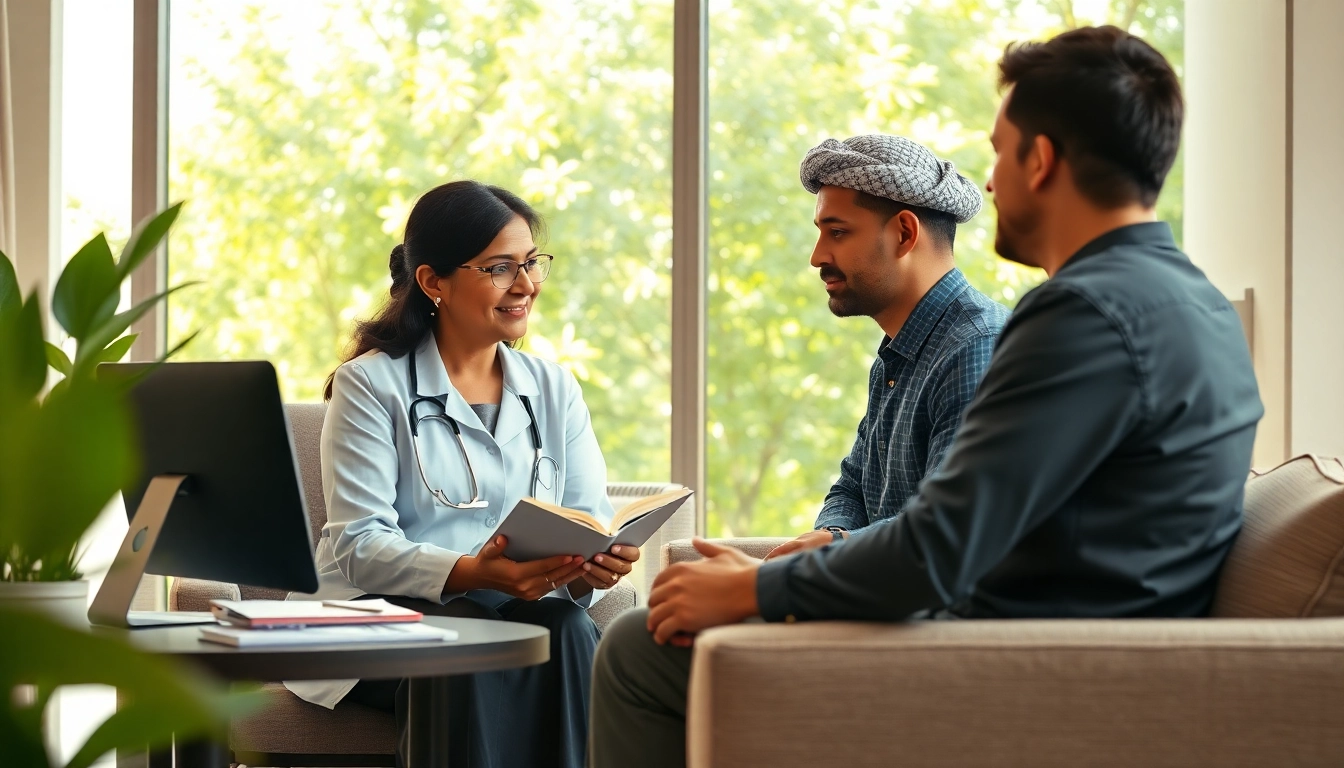 Psychiatrist in Dubai offering supportive consultation to a relaxed client.