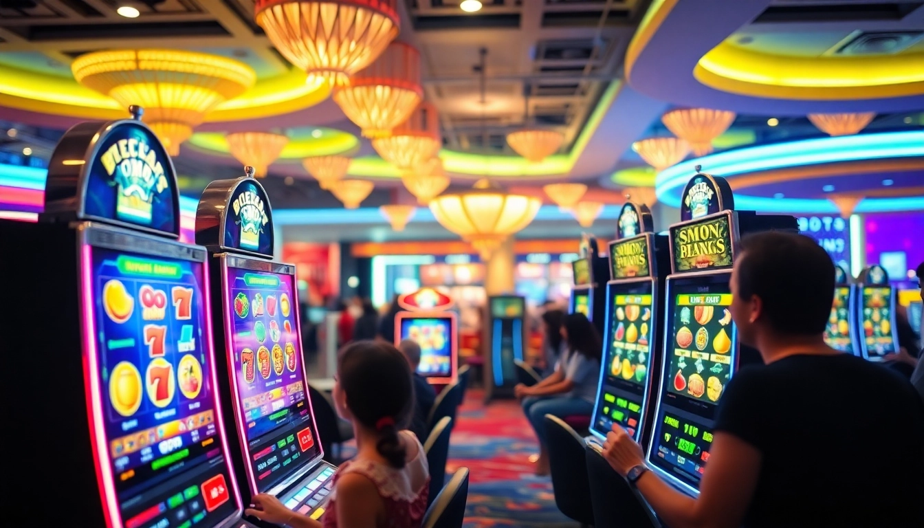 Slot77 permainan mesin slot yang menarik di kasino dengan pemain yang bersemangat.