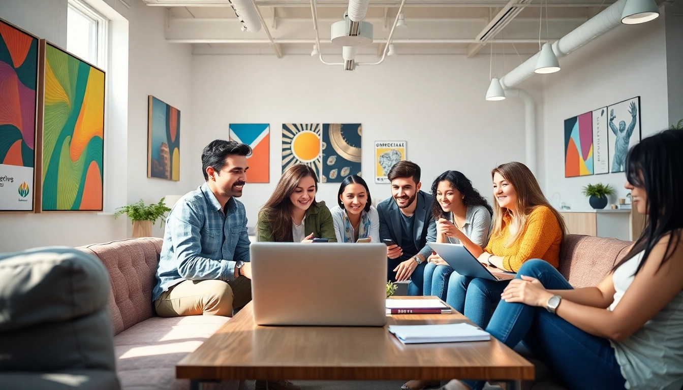 Webdesign Agentur team collaborating in a modern office environment.