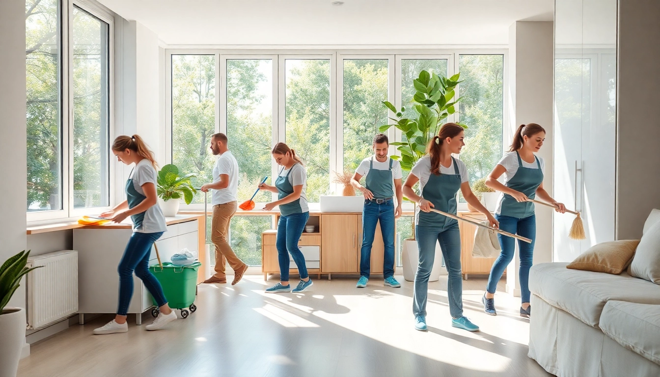 Engage with cleaning services near me delivered by a professional team in a bright and organized home.