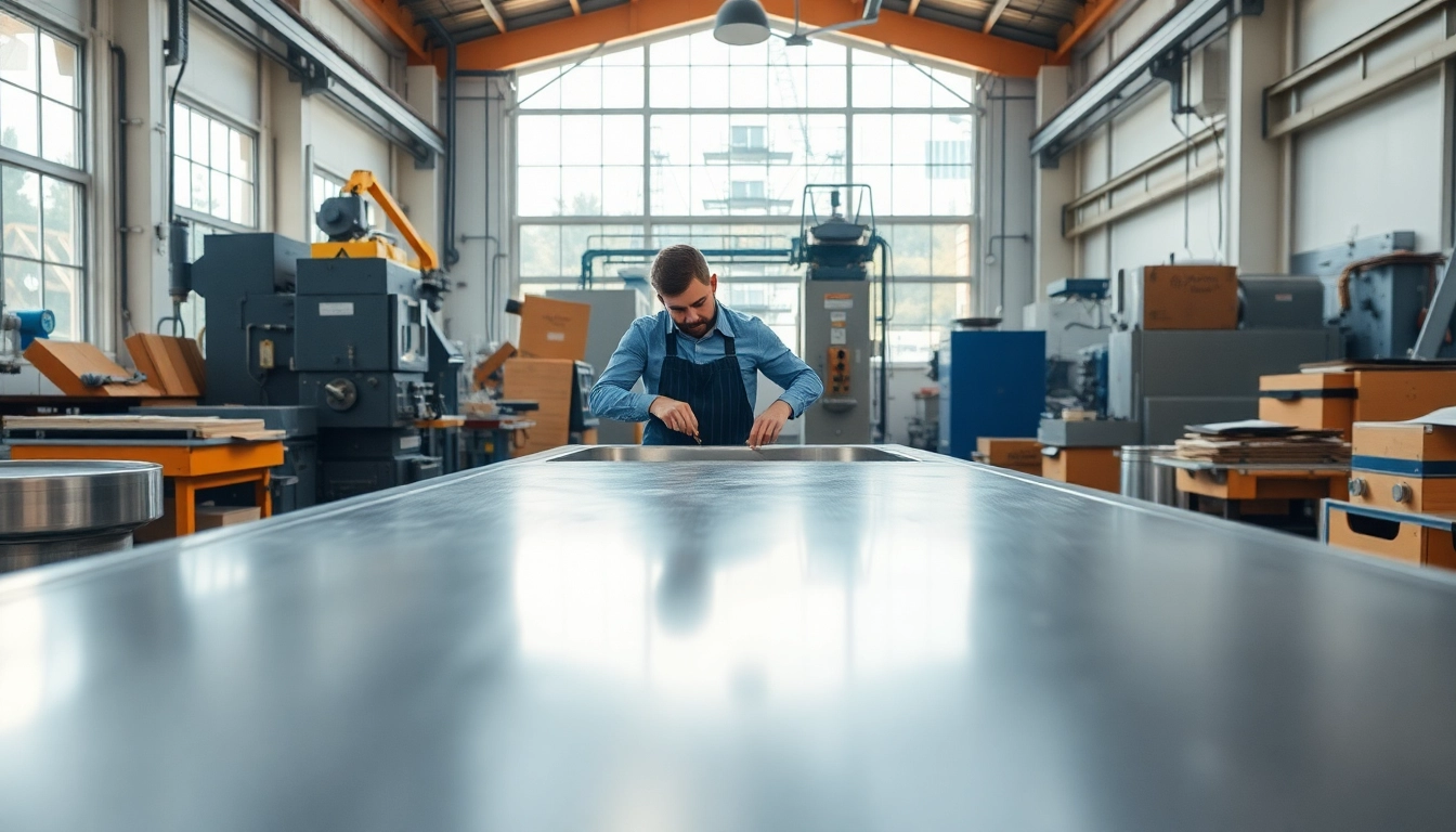 Worker crafting a stainless steel basin in a modern stainless steel basin factory, showcasing craftsmanship.