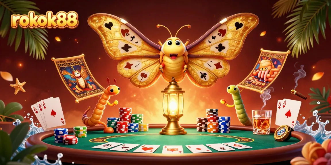Engage with rokok88's thrilling games featuring a vibrant scene of poker and casino elements.