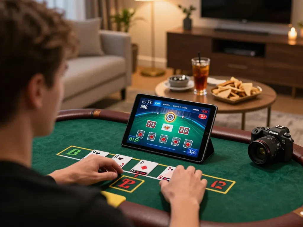 Strategic blackjack gameplay on PUB88 live casino platform from a cozy home setup.