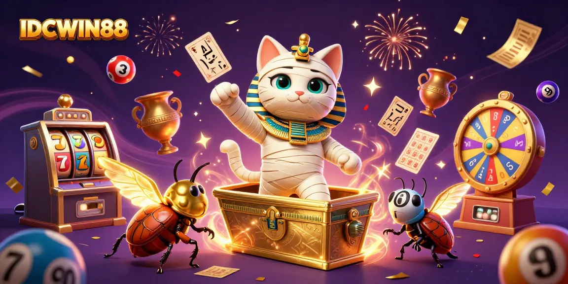 Experience exciting gameplay with IDCWIN88's vibrant 3D illustration featuring dynamic casino elements.