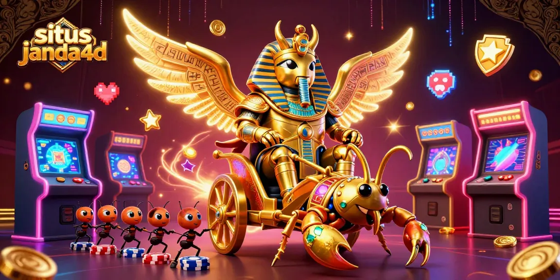 Dapatkan pengalaman bermain yang seru di situs janda4d dengan menyaksikan scarab emas raksasa dan prajurit semut membawa chip poker.