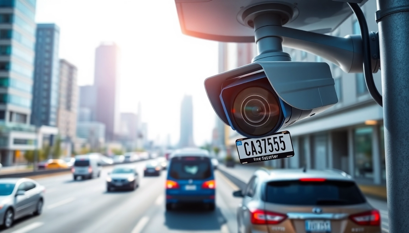 License plate recognition camera capturing vehicles for enhanced security.