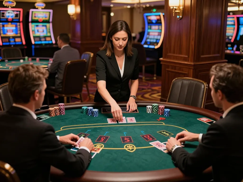 Experience the high-stakes gameplay at SKY88 blackjack tables with players immersed in their strategies.