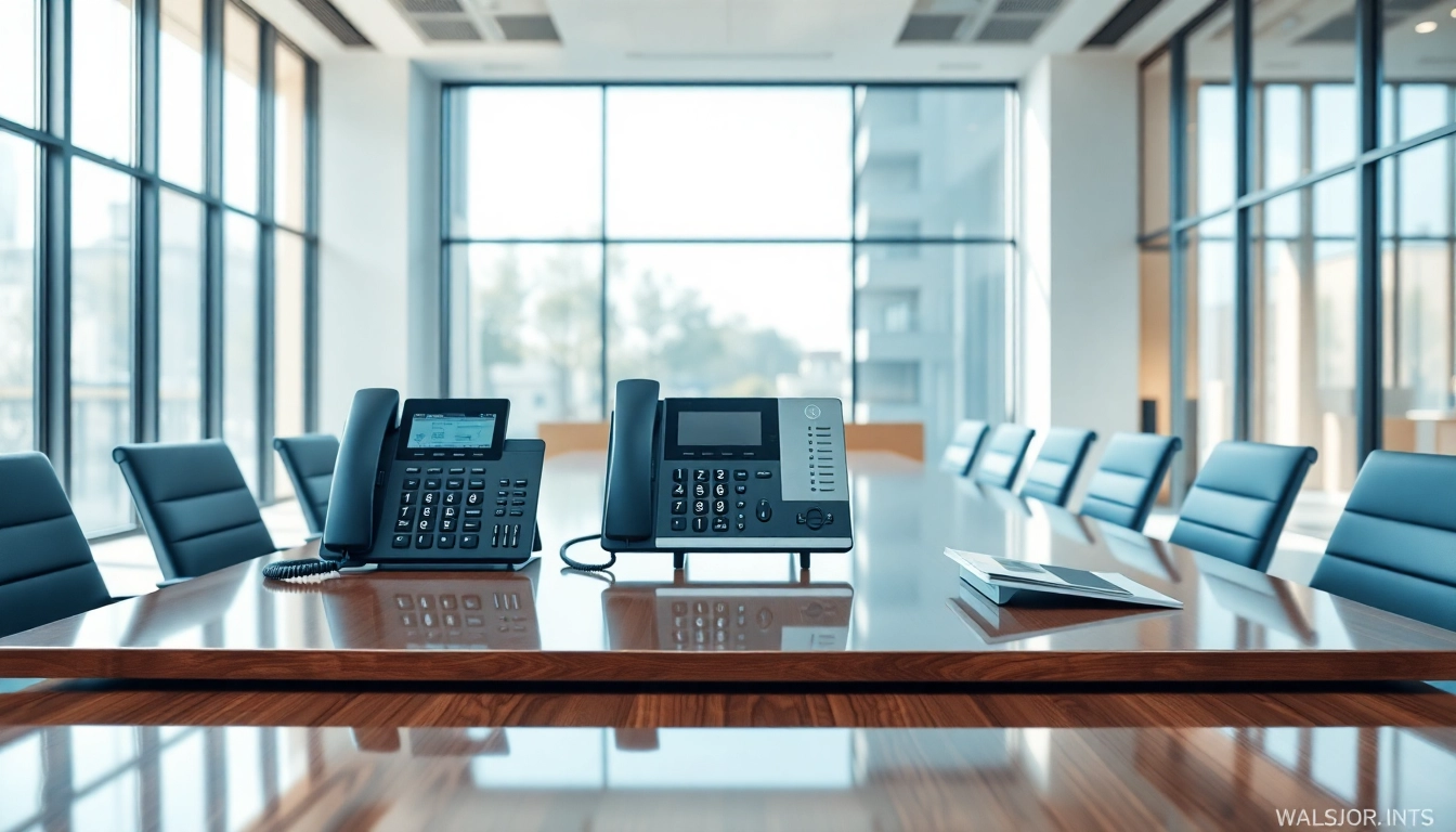 Enhance your small business phone service with advanced VoIP solutions in a modern office setting.