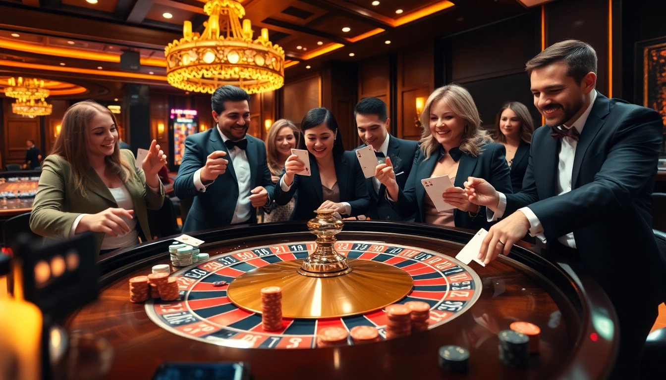 Experience the thrilling atmosphere of 8win Malaysia's casino gaming with vibrant roulette and cheering players.