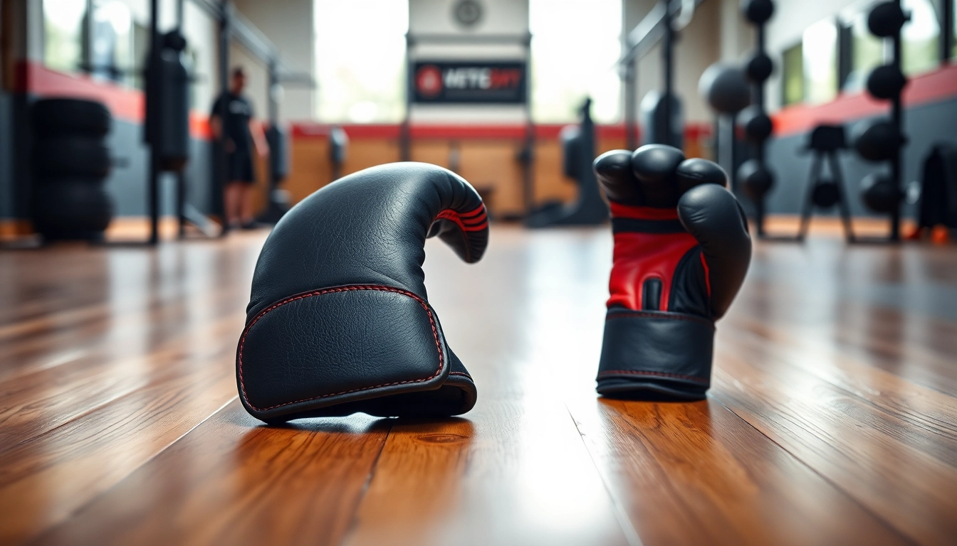 Hochwertige MMA gloves auf einem Holzboden, die perfekte Trainingsausrüstung für Kampfsportler darstellen.