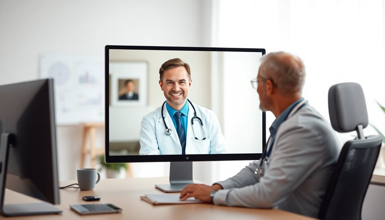 Engage in a fast telehealth consultation online with a doctor in a modern telehealth environment.