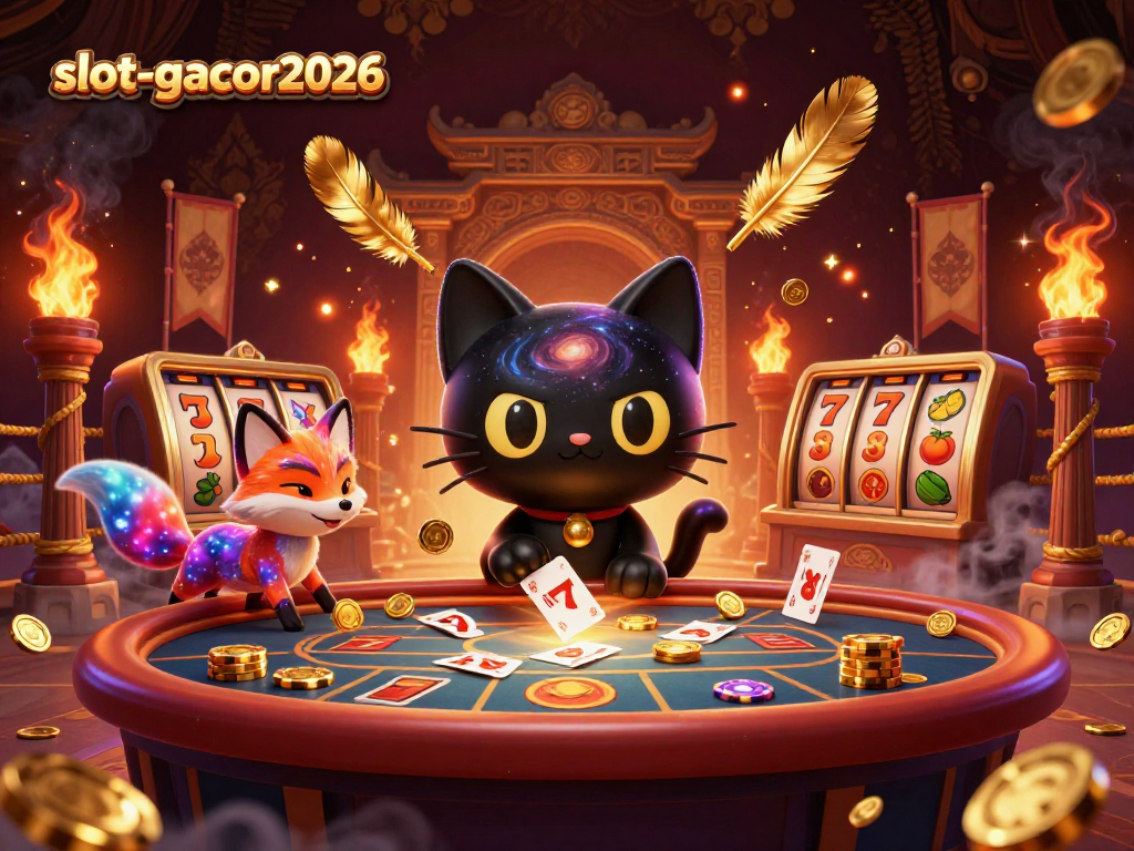Experience slot-gacor2026 with a cosmic casino scene showcasing vibrant gaming elements and captivating characters.