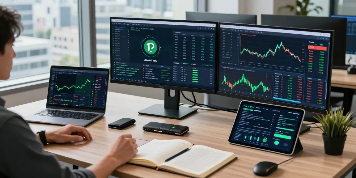 Green energy cloud mining analysis in cryptocurrency trading workspace with blockchain data displays and energy-efficient mining strategies.