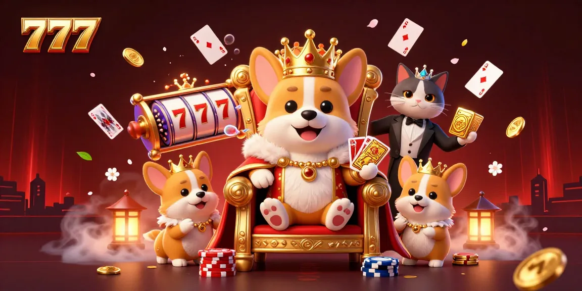 Experience the thrill of 777 winning opportunities surrounded by casino elements and cartoon characters.