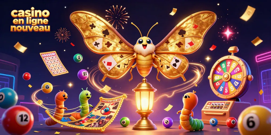 Immergez-vous dans le monde du casino en ligne nouveau avec une illustration 3D festive et dynamique.