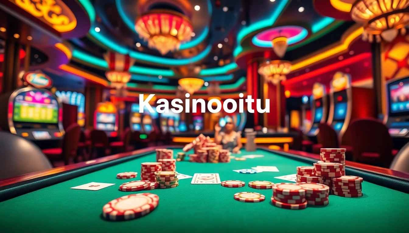 Menggambarkan Kasinojitu, suasana kasino online yang mengundang dengan permainan yang menarik.