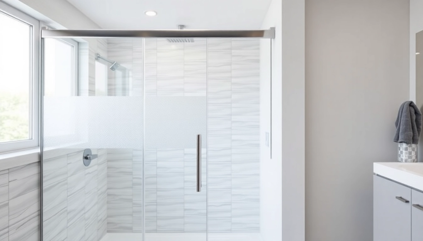 Stylish shower doors UK enhancing a modern bathroom with clear glass and chrome accents.