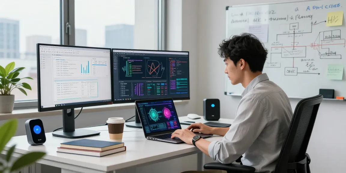 Data scientist analyzing crushon ai machine learning models in a vibrant workspace
