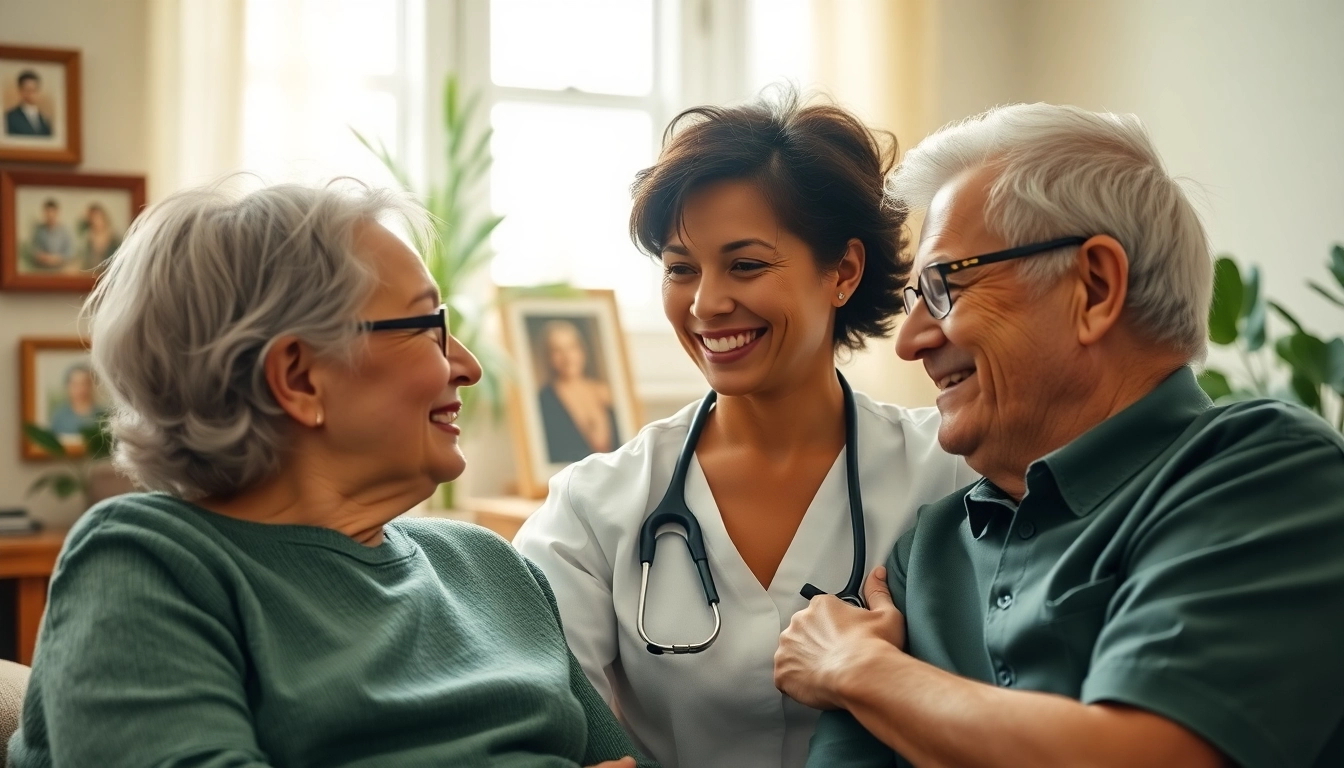 Engaging senior home care austin scene with caregiver and senior in a warm, inviting living space.