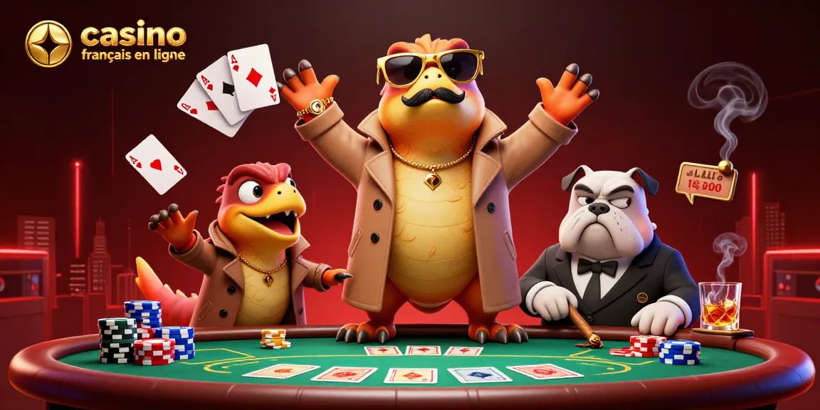 Gagnez avec des jeux captivants au casino français en ligne, dont une scène de poker dynamique.