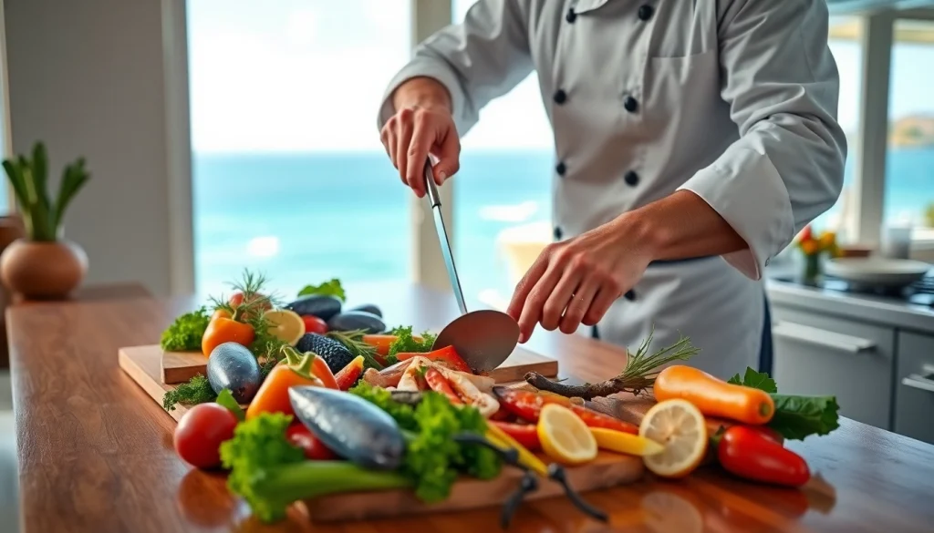 Experience culinary excellence with a private chef St Martin preparing fresh local dishes.