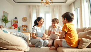 Cheerful Live-in Nanny Dubai caring for children in a sunny home environment
