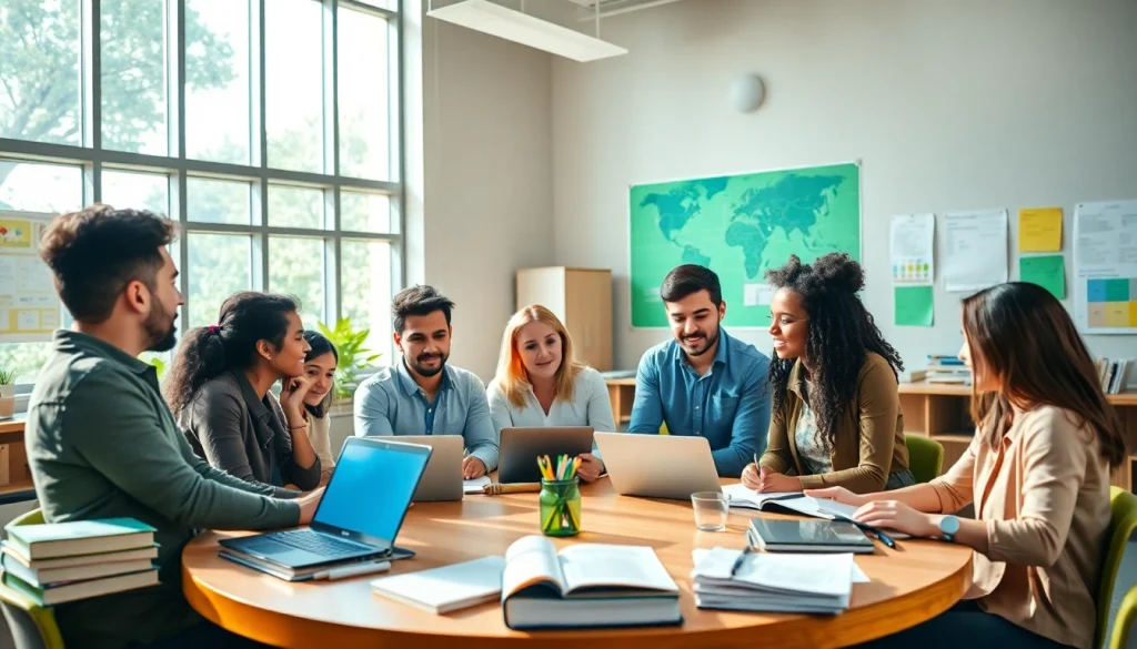 Engaged students collaborating in a modern classroom showcasing the power of Education.