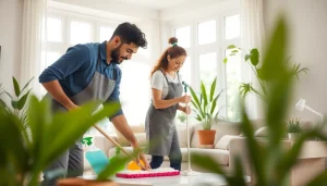 Engage a professional Cleaning Service team in action, ensuring a sparkling clean home environment.