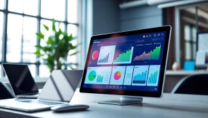 Engaging visual of an SMM panel interface showcasing analytics in an inviting office.