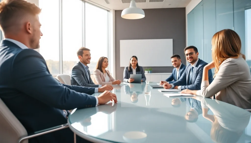 Engaging business meeting at https://fhpts.com showcasing diverse professionals in a bright office.