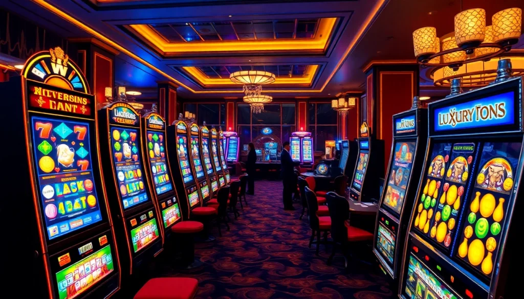 mainkan luxury138 slot yang mewah dengan mesin slot berwarna-warni di casino